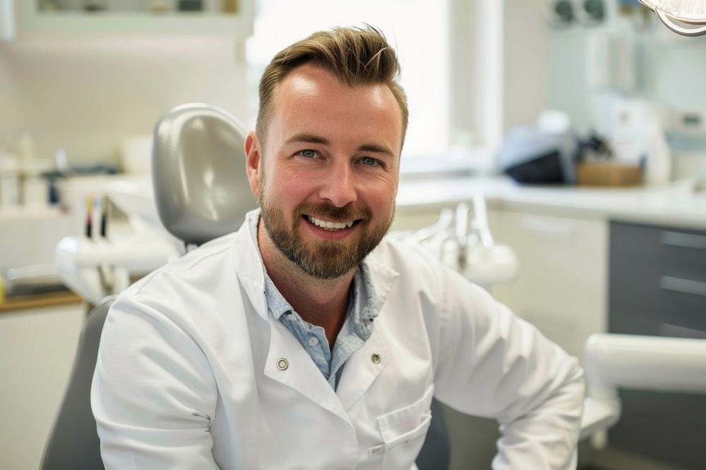 Man smiling with white teeth dentist adult happiness.