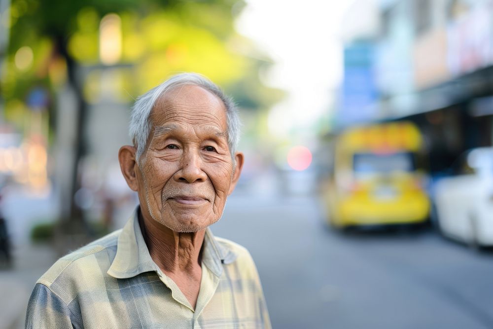 Healthy elder man portrait street adult.