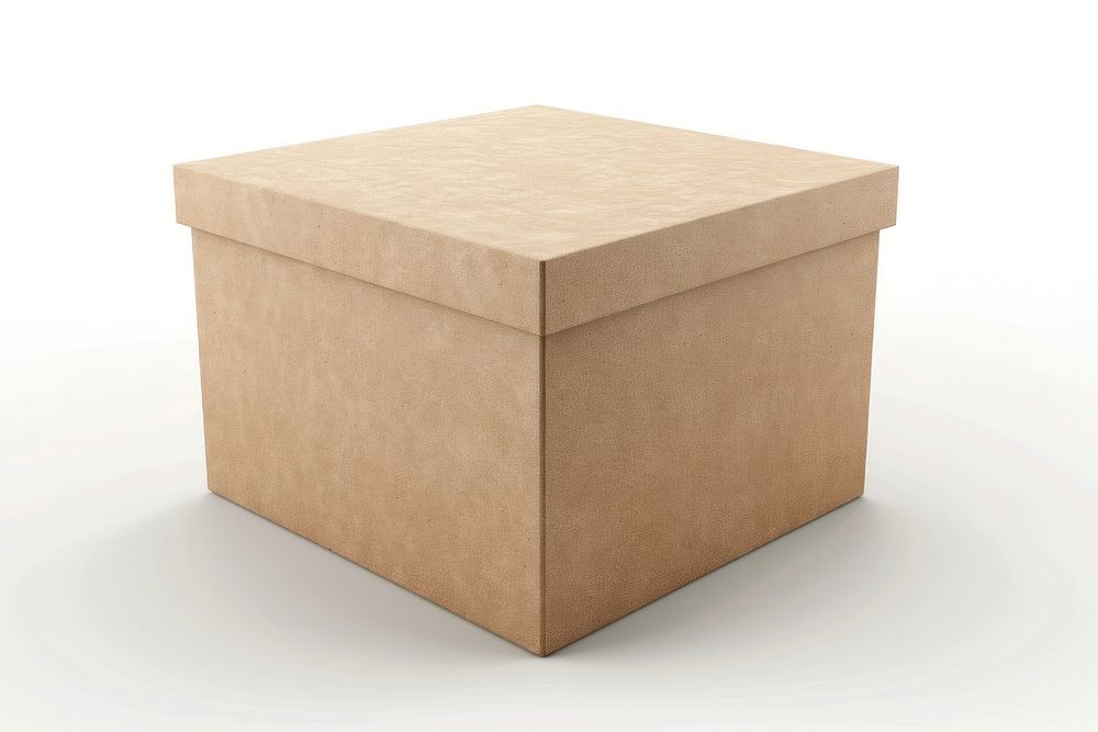Brown paper box cardboard carton white background.