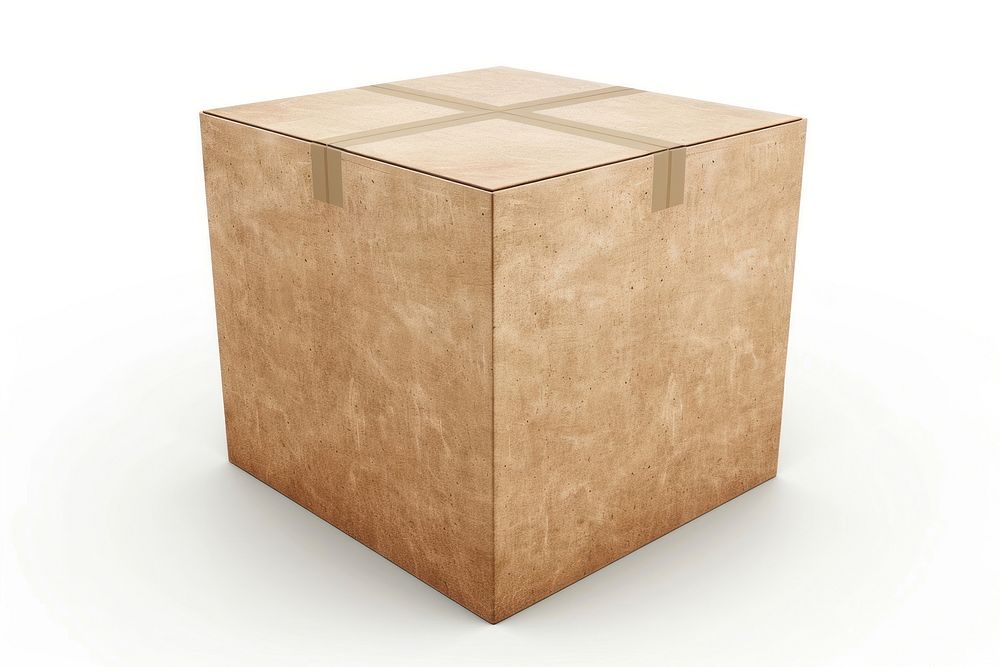 Brown paper box cardboard furniture white background.