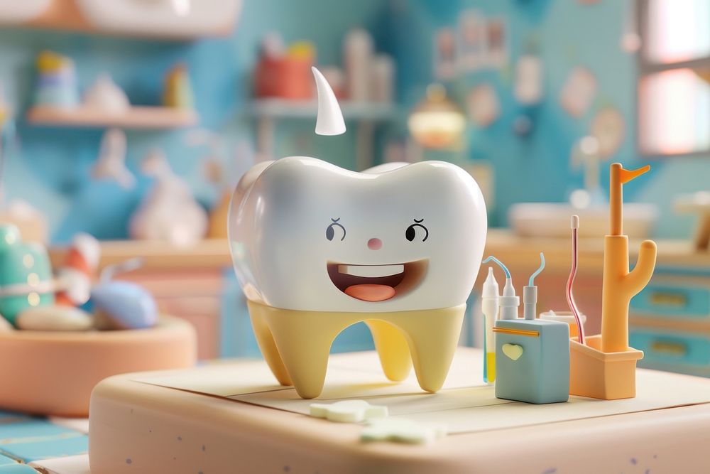 Tooth representation toothbrush cartoon.