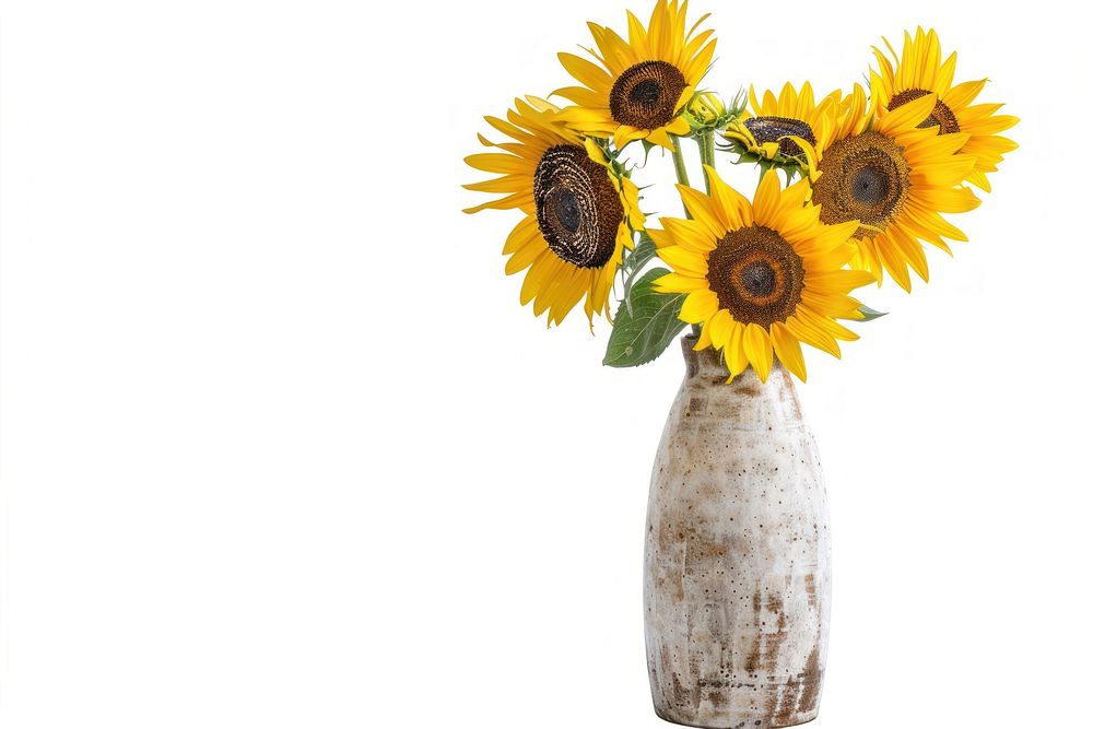 Tall vase sunflower blossom pottery.