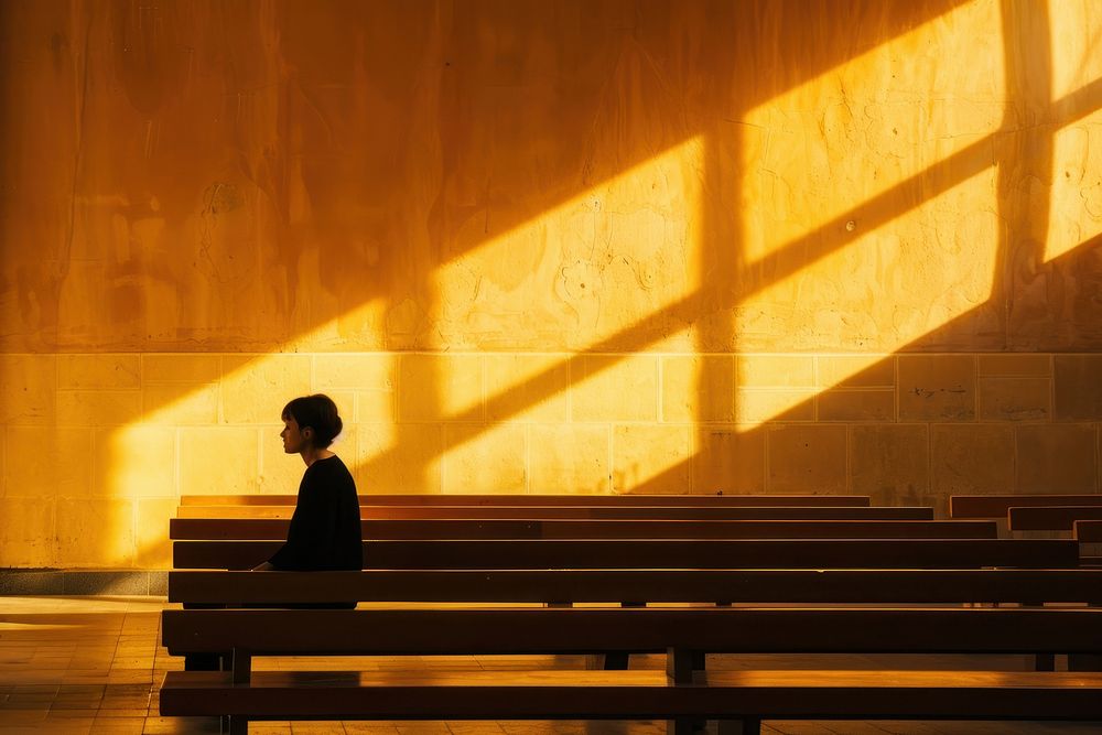 Woman in contemplation worship sitting prayer.