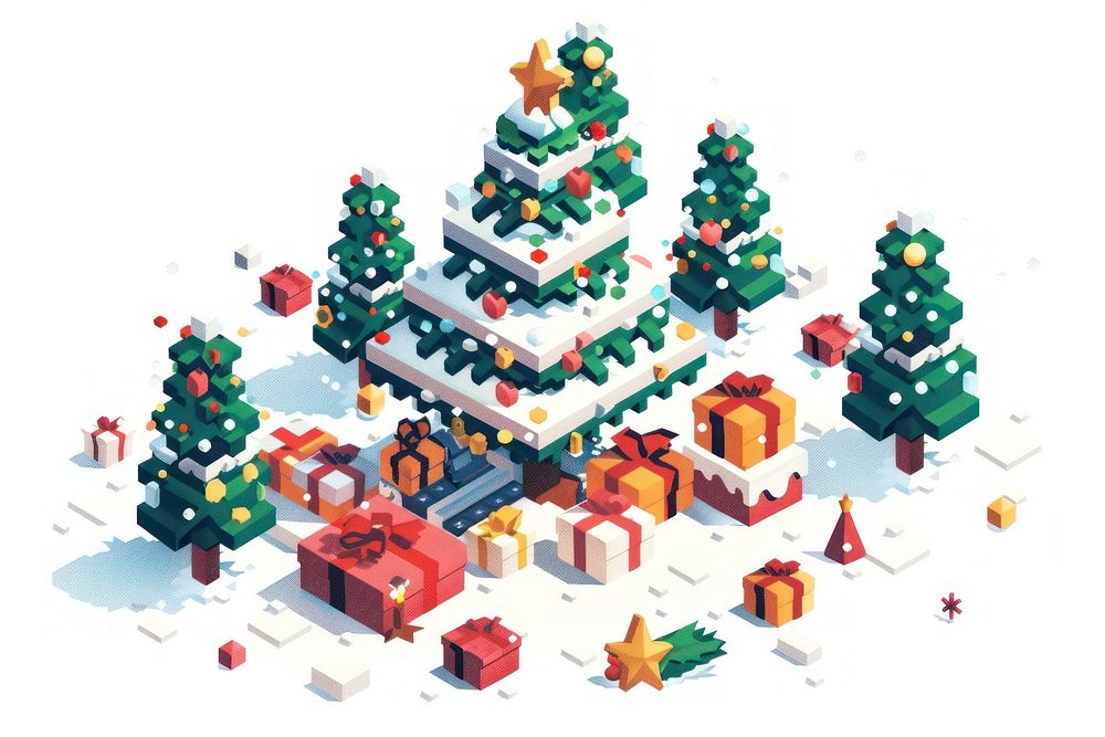 Christmas pixel illustration christmas celebration decoration.