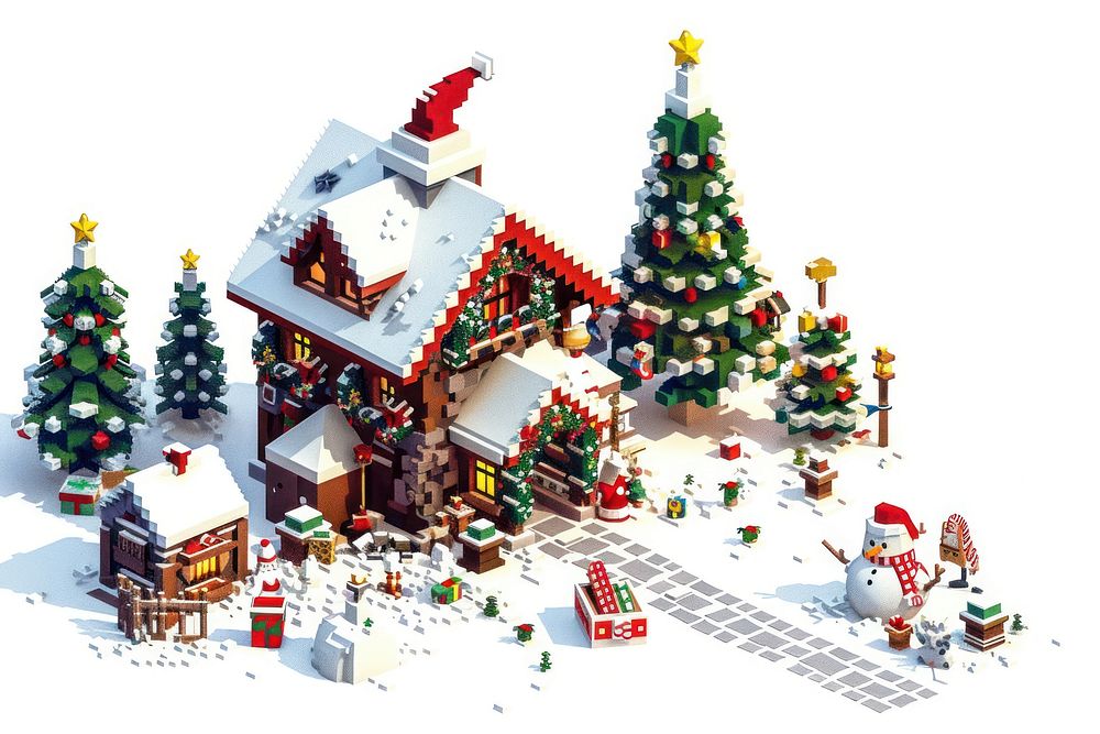 Christmas pixel illustration christmas winter snow.