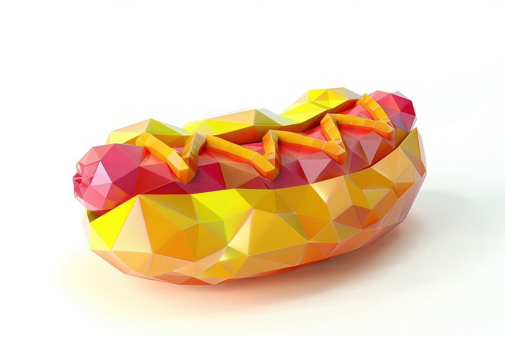 Hotdog art origami white background.