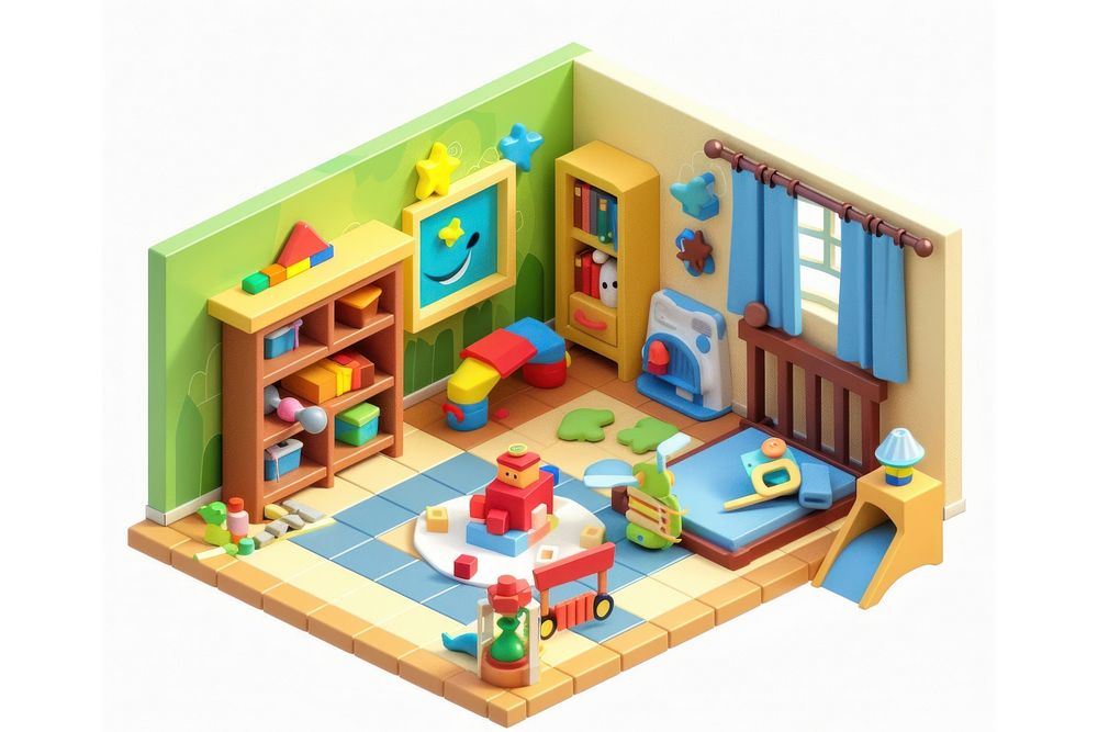 Toys in baby room furniture kindergarten architecture.