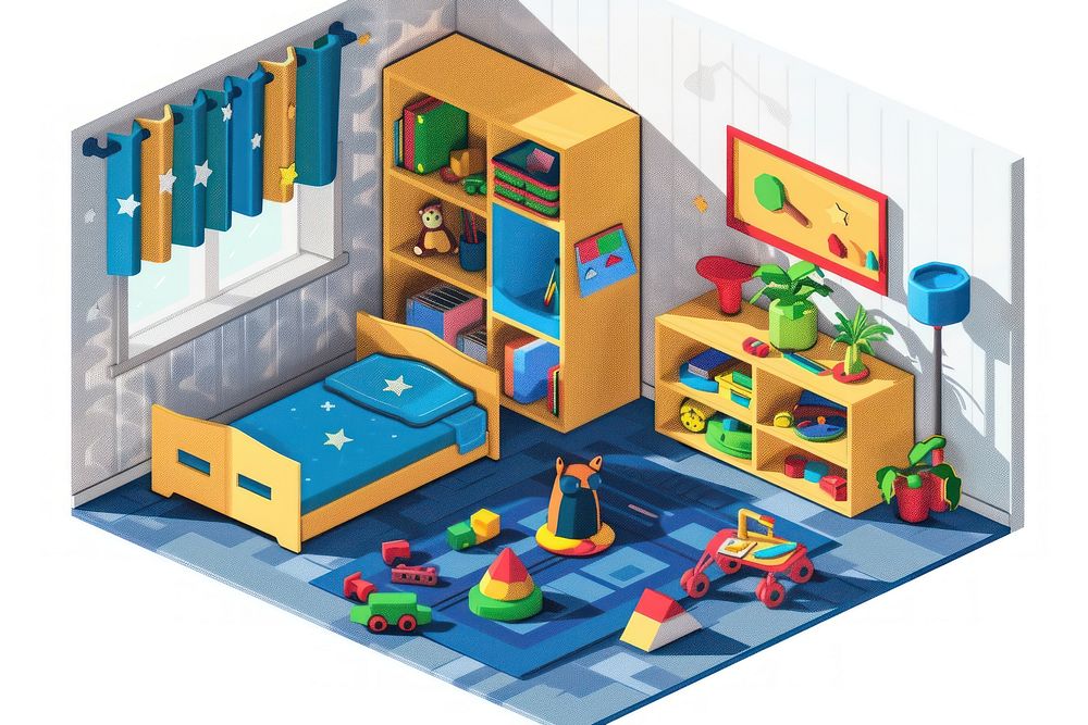 Toys in room furniture kindergarten architecture.