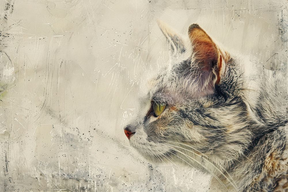 Close up on pale cat painting backgrounds animal.