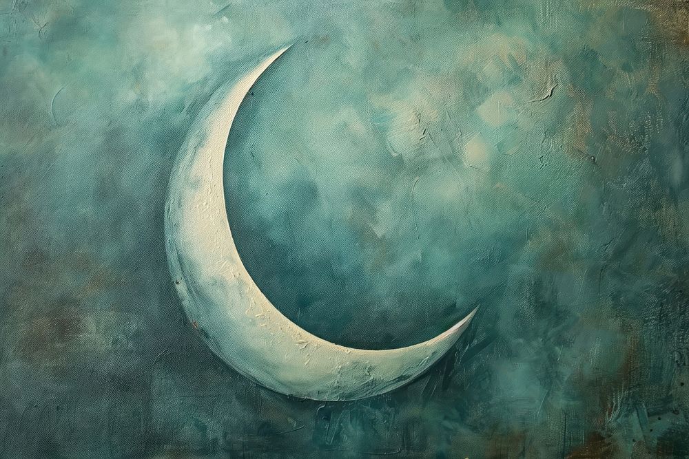 Close up on pale moon astronomy painting nature.