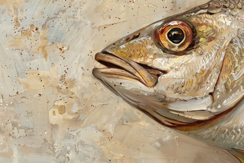 Close up on pale fish backgrounds painting animal.