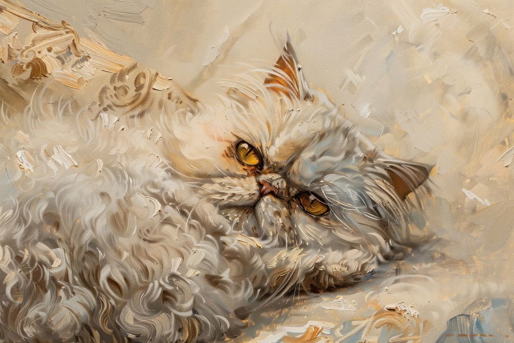 Close up on pale Persian painting backgrounds animal.