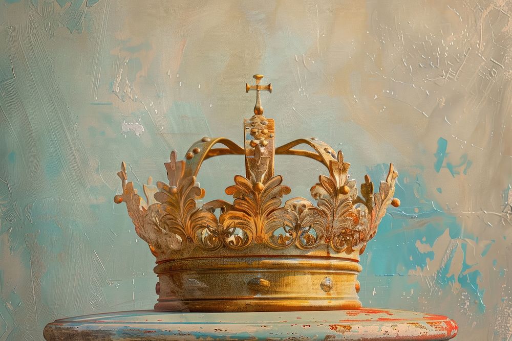 Close up on pale Crown crown painting old.