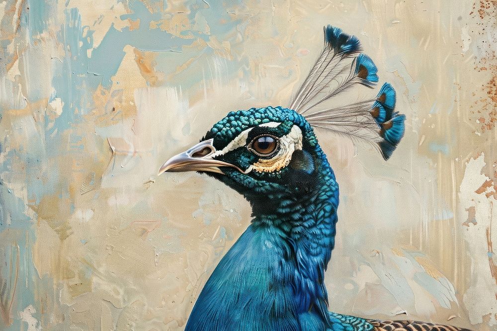 Close up on pale peacock painting animal bird.