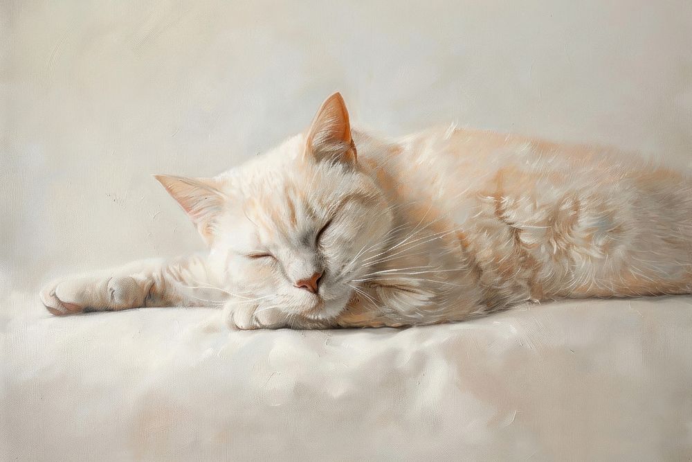 Close up on pale cat painting animal mammal.