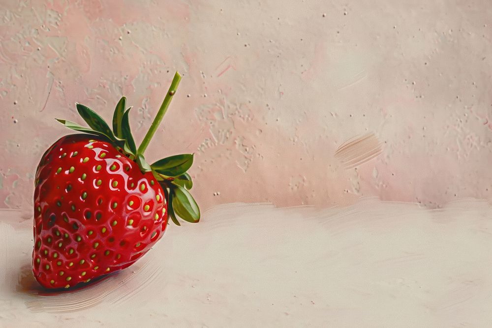 Close up on pale Strawberry strawberry painting fruit.