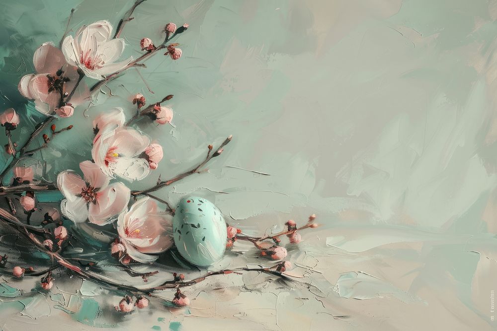 Close up on pale Easter painting blossom flower.