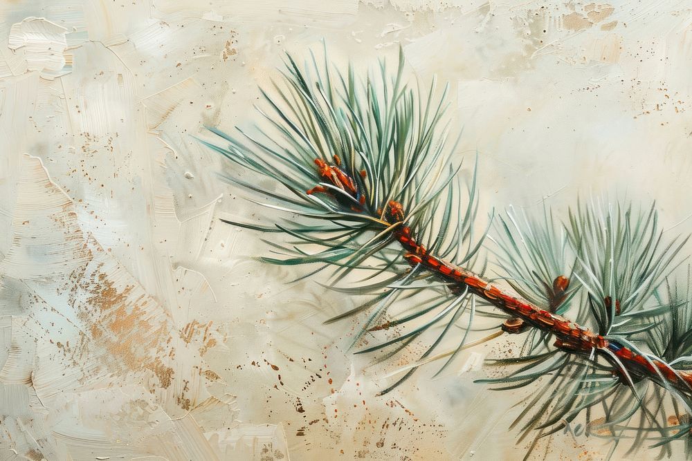 Close up on pale American pine leaf painting backgrounds plant.
