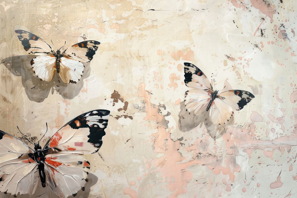 Close up on pale butterflies painting backgrounds butterfly.