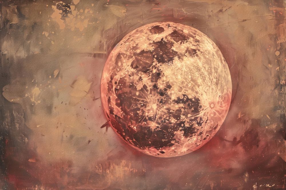 Close up on pale red moon painting backgrounds astronomy.