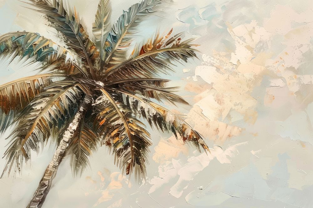 Close up on pale American palm tree painting backgrounds outdoors.