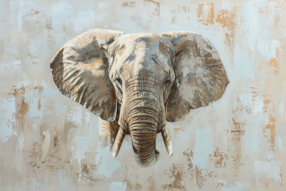 Close up on pale Elephant elephant wildlife painting.