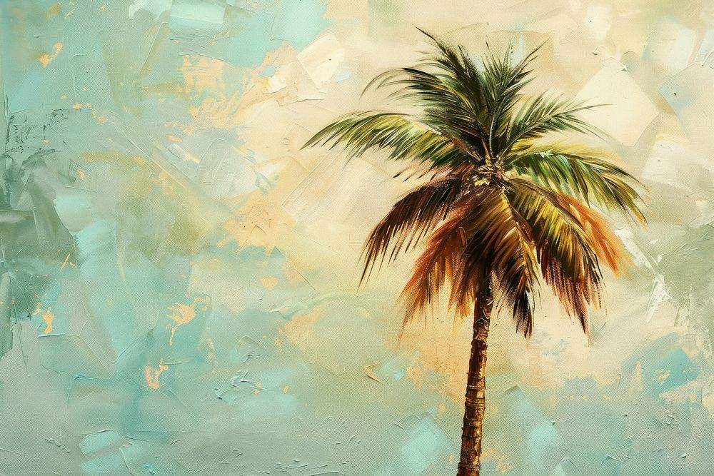 Close up on pale American palm tree painting backgrounds outdoors.