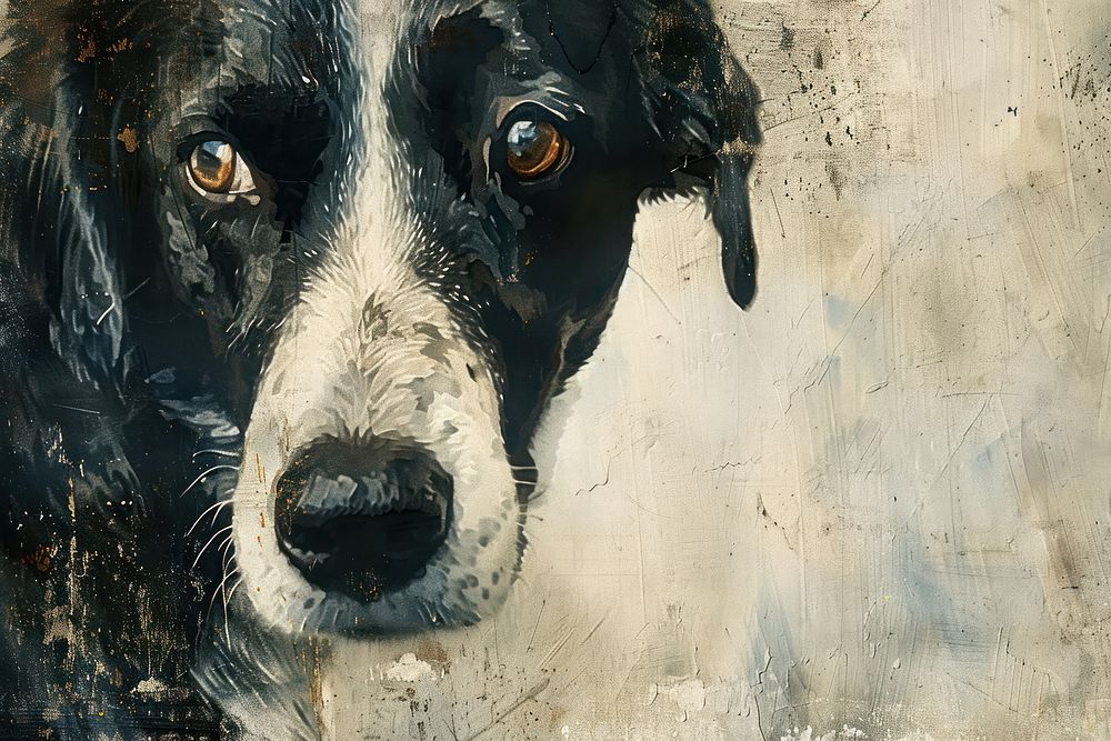 Close up on pale Dog painting mammal animal.