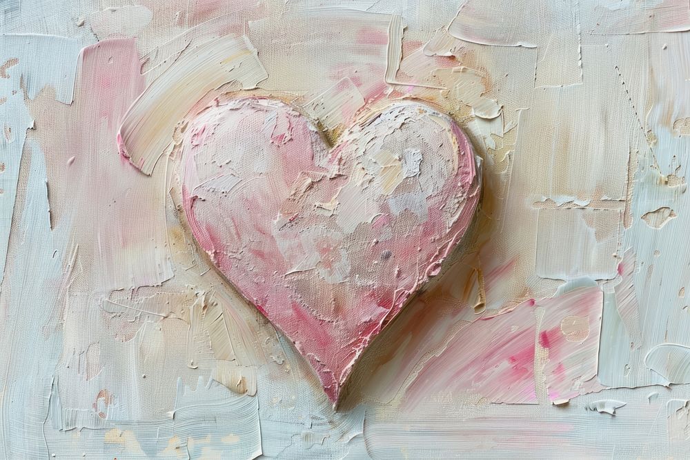 Close up on pale pink Heart backgrounds painting heart.