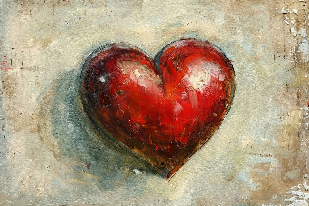 Close up on pale red Heart heart backgrounds painting.