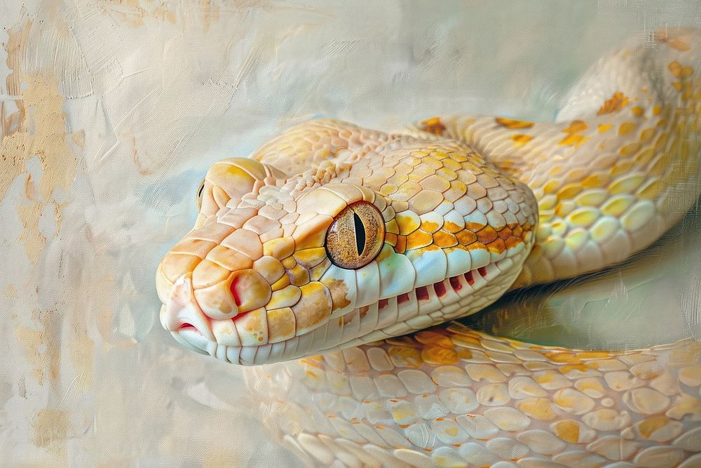 Close up on pale Snake snake painting reptile.