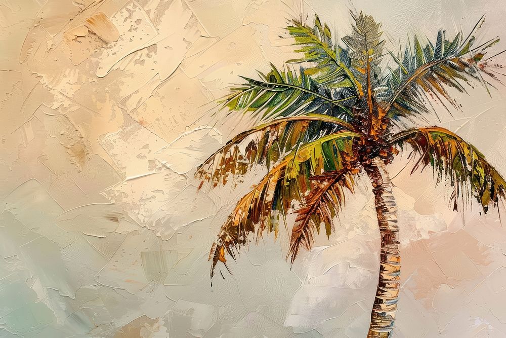 Close up on pale American palm tree painting backgrounds outdoors.
