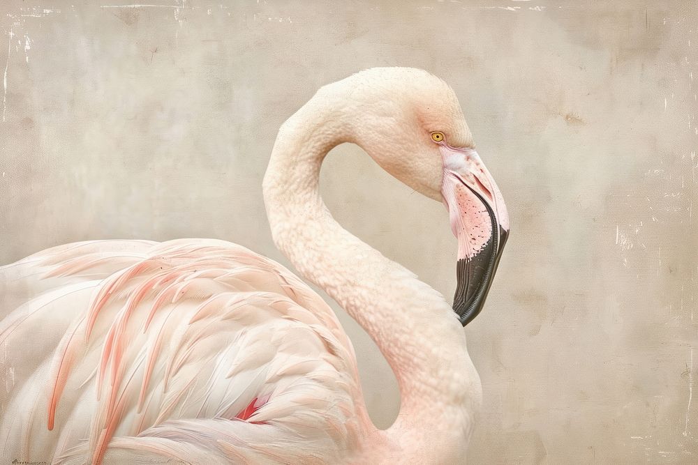 Close up on pale flamingo animal bird beak.