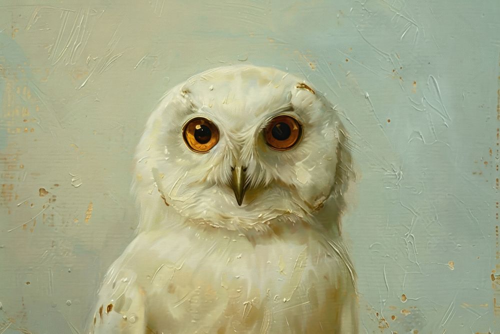 Close up on pale owl painting animal bird.