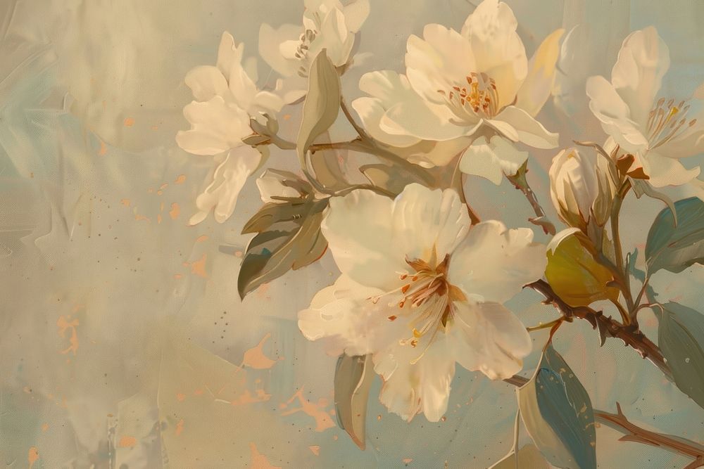 Close up on pale jusmine painting backgrounds blossom.