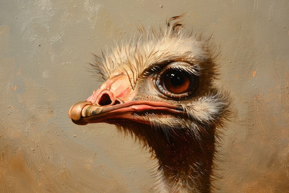 Close up on pale ostrich painting animal mammal.