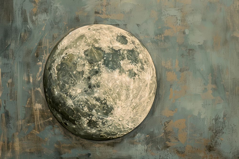 Close up on pale moon painting astronomy sphere.
