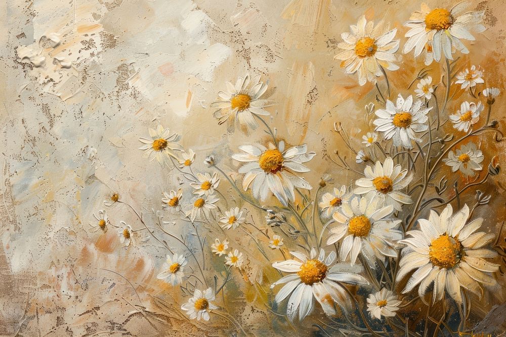 Close up on pale chamomile painting backgrounds flower.