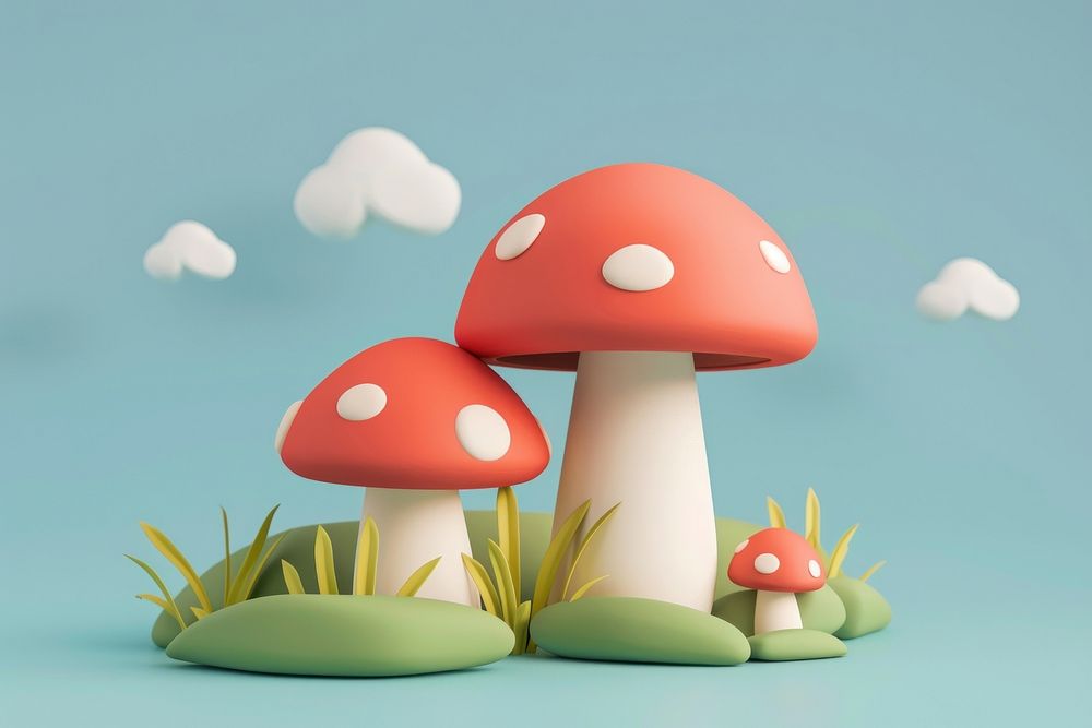 Cute mushroom fantasy background cartoon fungus agaric.