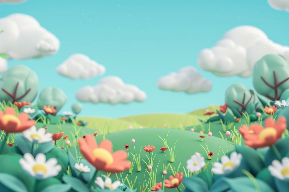 Cute meadow background backgrounds outdoors cartoon.
