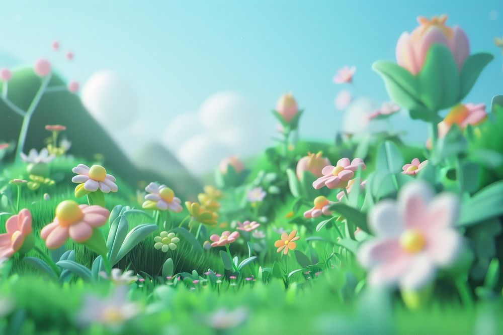 Cute meadow background outdoors blossom flower.