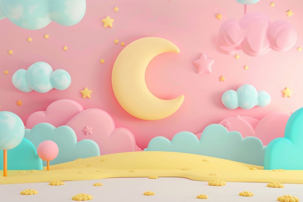 Cute moon background balloon cartoon tranquility.