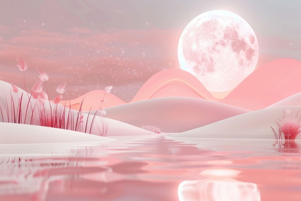 Cute moon reflecting water fantasy background backgrounds outdoors nature.