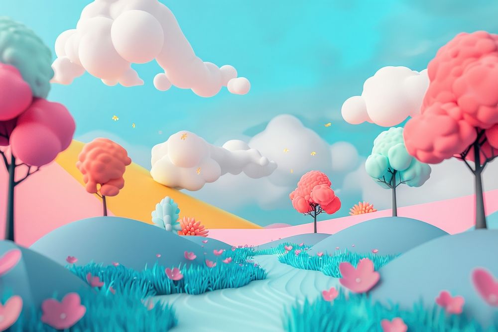 Cute nature background outdoors cartoon tranquility.