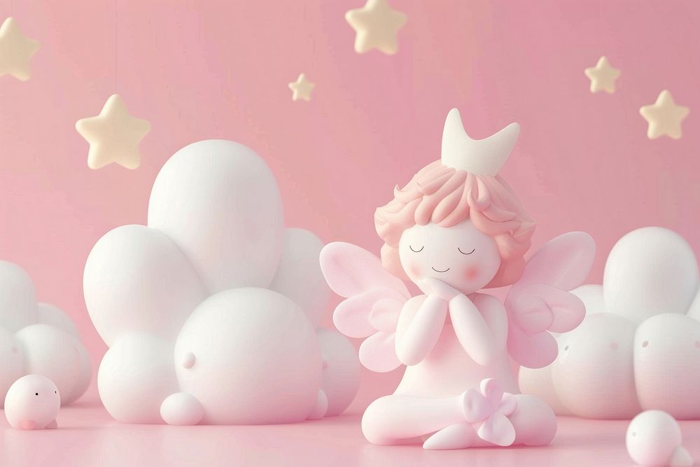 Cute angel background cartoon toy representation.