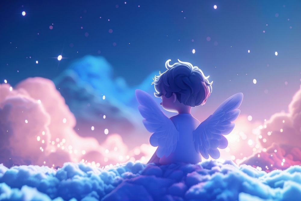Cute angel background outdoors fantasy cartoon.