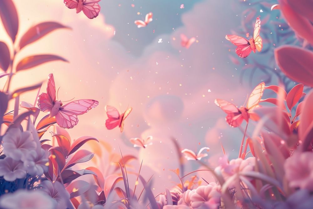 Cute butterfly background outdoors nature flower.