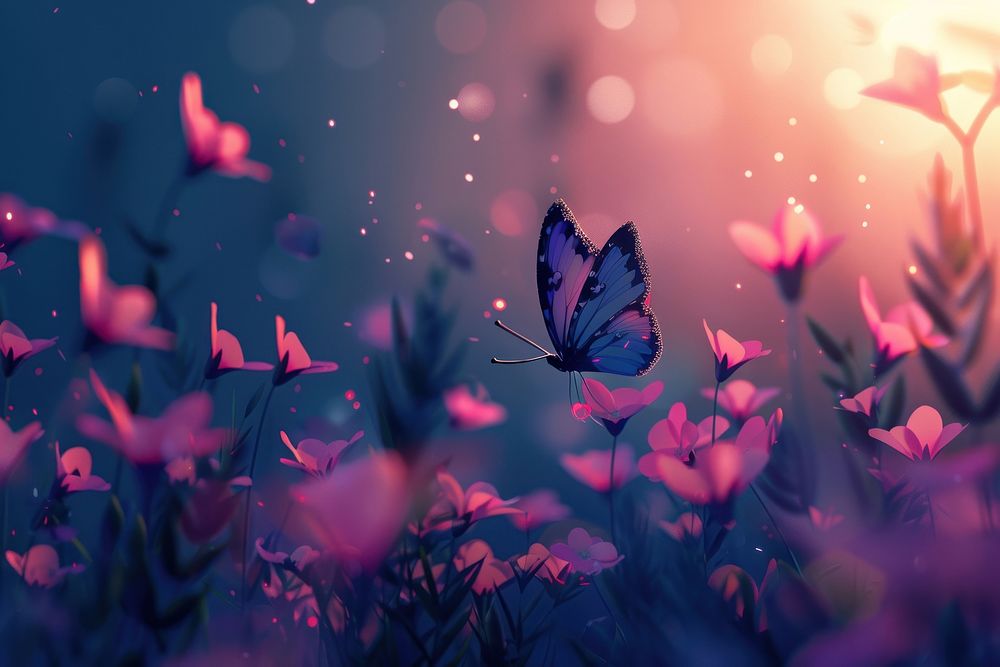 Cute butterfly background outdoors nature flower.