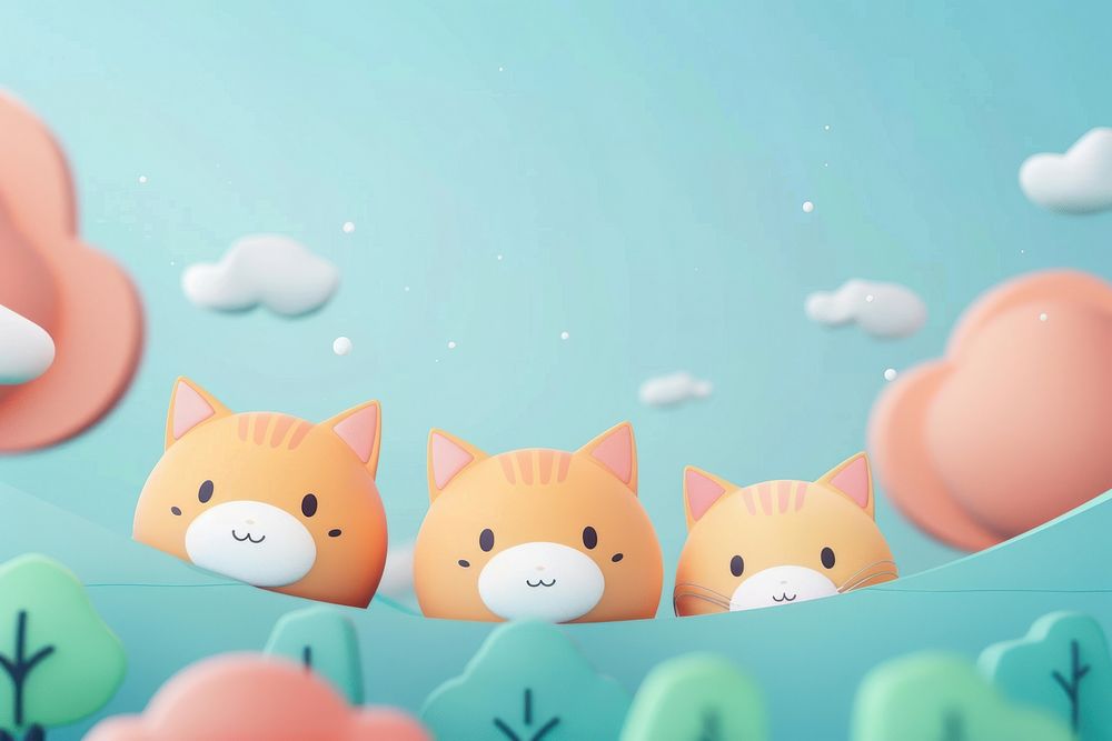 Cute cats background cartoon nature representation.