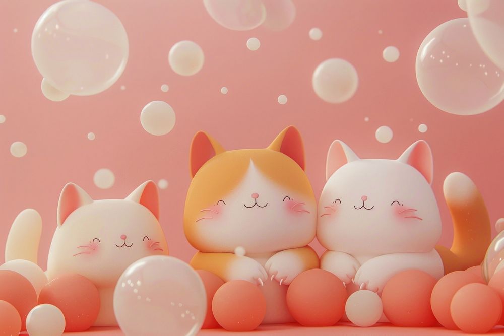 Cute cats background cartoon representation relaxation.